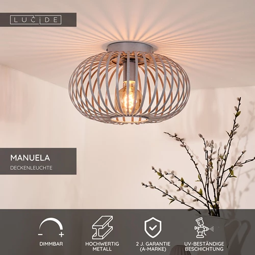 Lucide MANUELA - Deckenleuchte - Ø 39,5 cm - 1xE27 - Grau - USP